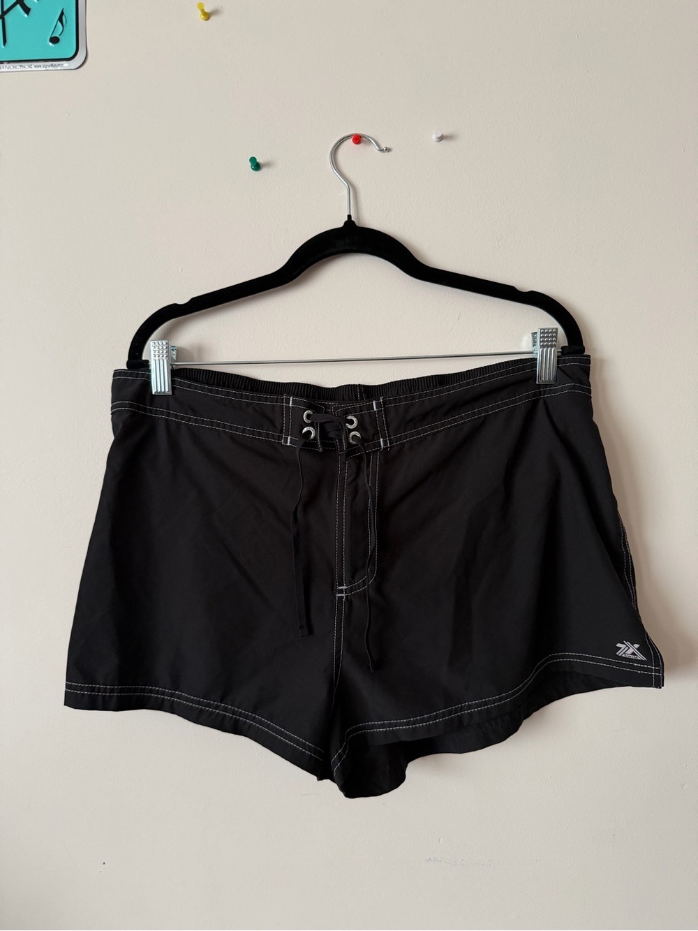 ZeroXposur Black Swim Shorts with White Stitching
